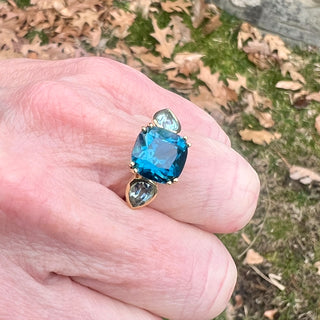 Blue Topaz and Aquamarine Triad Ring