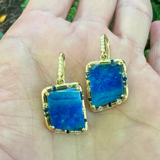 Boulder Opal and Sapphire Sprinkle Earrings