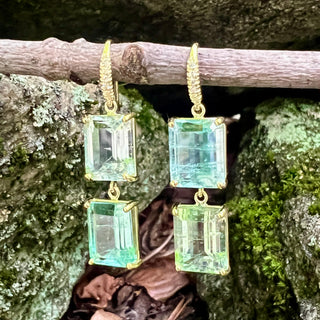 Emerald Cut AquamarineTwo Stone Joyce Earrings