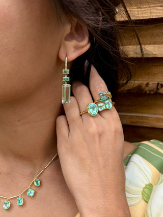 Oval Emerald and Emerald Sprinkle Ring