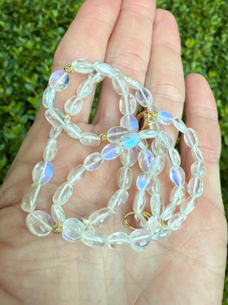 Smooth Pebble Shaped Moonstone Beaded Necklace