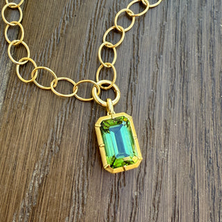 Emerald Cut Green Tourmaline Griffen Necklace