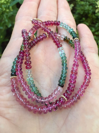 Smooth Rondelle Shaped Watermelon Tourmaline Beads