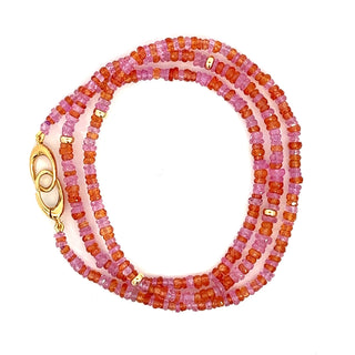 Orange and Pink Sapphire Beaded Necklace