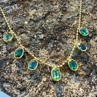 Oval Green Tourmaline Bali Necklace