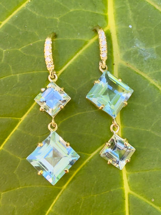 Aquamarine and Blue Topaz Hi-Lo Joyce Earrings