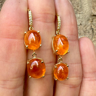 Cabochon Spessartite Garnet Hi Lo Joyce Earrings