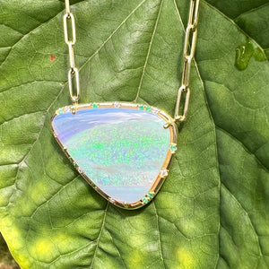 Lightning Ridge Opal and Emerald Sprinkle Necklace