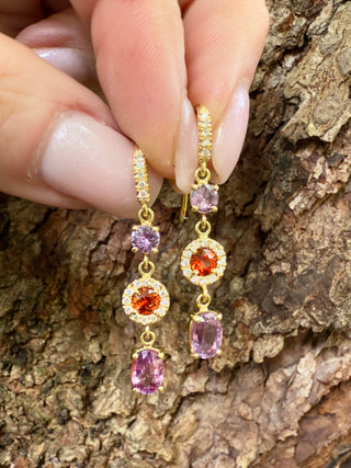 Pink and Orange Sapphire Gemma Earrings