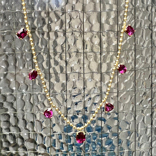 Multishaped Grape Garnet Dispersed Bali Necklace