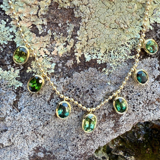 Oval Green Tourmaline Bali Necklace