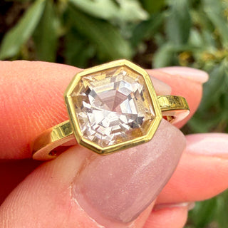 Asscher Cut Morganite Luna Ring