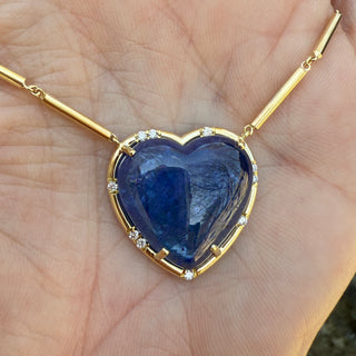 Cabochon Tanzanite Heart Shaped Sprinkle Necklace