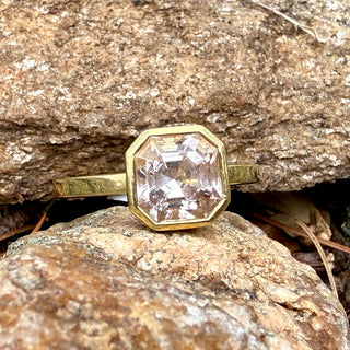 Asscher Cut Morganite Luna Ring