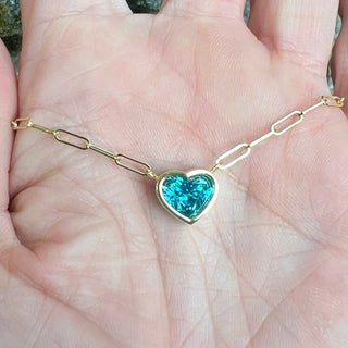 Heart Shape Blue Zircon Bea Necklace