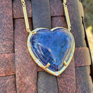 Cabochon Tanzanite Heart Shaped Sprinkle Necklace