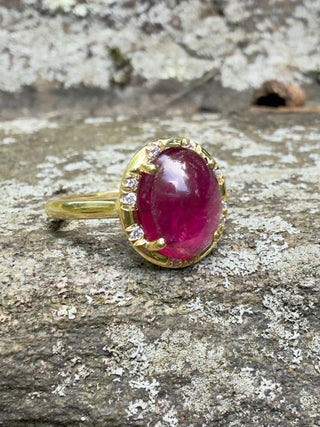 Oval Rubellite Sprinkle Ring