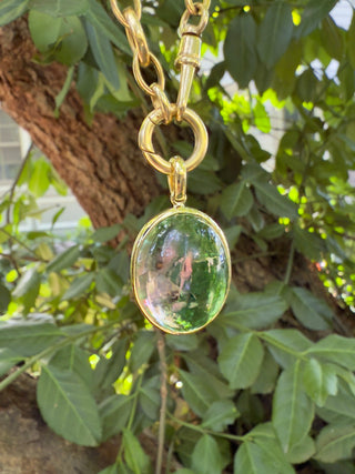 Oval Cabochon Watermelon Tourmaline Indie Pendant