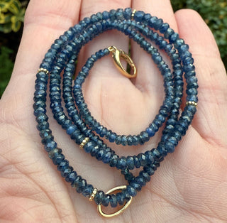 18" Faceted Blue Sapphire Beaded Necklace