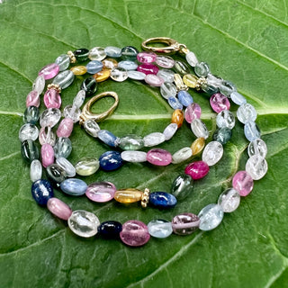 Multicolored Oval Sapphire Bali Beaded Necklace