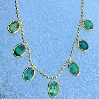 Oval Green Tourmaline Bali Necklace