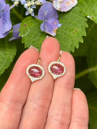 Cabochon Pink Tourmaline Jordan Earrings