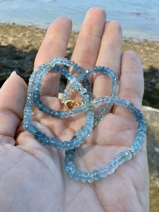 Faceted Aquamarine Ombré Beaded Necklace
