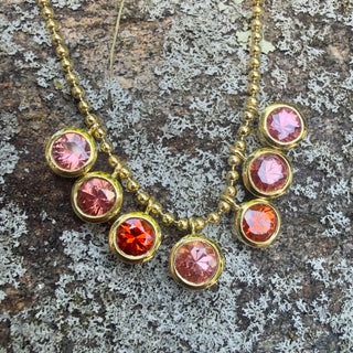 Orange and Pink Sapphire Bali Necklace