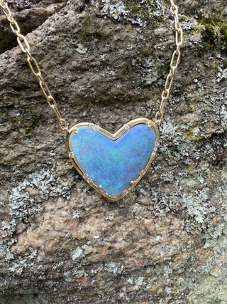 Heart Shaped Opal Sprinkle Necklace
