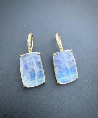 Cushion Shape Rainbow Moonstone Joyce Earrings