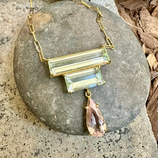 Green Beryl and Morganite Vanessa Necklace