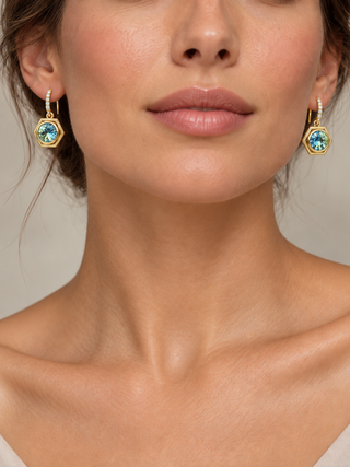 Round Aquamarine Revival Earrings