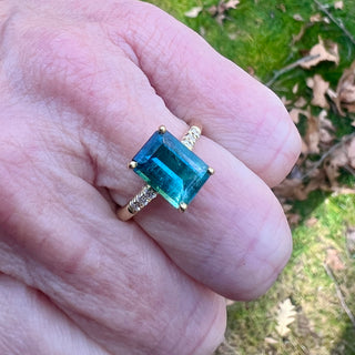 Emerald Cut Ombré Blue Tourmaline Trixie Ring