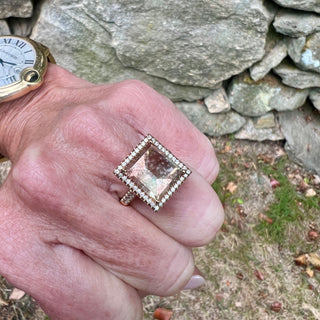 Mirror Cut Bicolor Tourmaline Rose Gold Mischa Ring