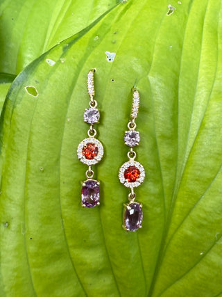 Pink and Orange Sapphire Gemma Earrings