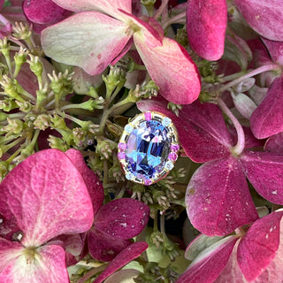 Oval Tanzanite and Pink Sapphire Sprinkle Ring