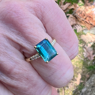 Emerald Cut Ombré Blue Tourmaline Trixie Ring