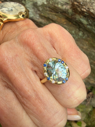 Aquamarine and Blue Sapphire Sprinkle Ring
