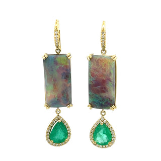 Black Opal and Emerald Gemma Earrings