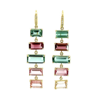 Multicolor Tourmaline Five Stone Joyce Earrings