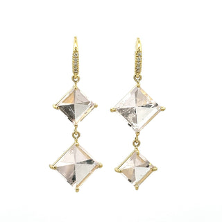 Mirror Cut Morganite Hi-Lo Joyce Earrings