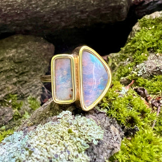 Bezel Set Boulder Opal Duet Ring