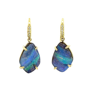 Petite Kite Shaped Boulder Opal Earrings