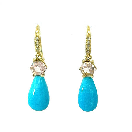 Morganite and Turquoise Briolette Joyce Earring