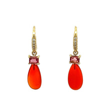 Pink Tourmaline and Fire Opal Briolette Joyce Earrings