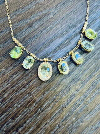 Oval Green Tourmaline Fringe Necklace