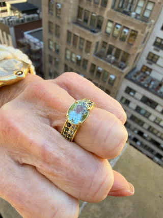 Aquamarine, Sapphire and Spinel Tapestry Ring