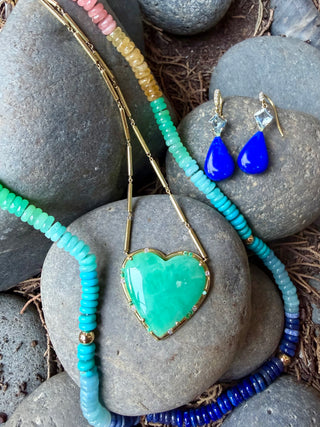 Kite Shaped Aquamarine and Lapis Briolette Joyce Earrings