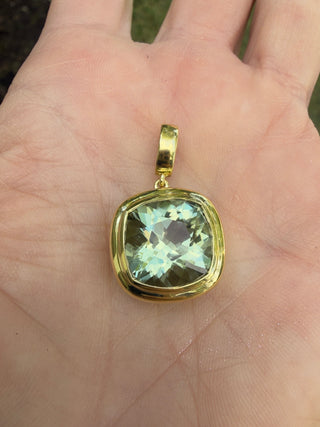 Cushion Cut Green Amethyst Revival Pendant