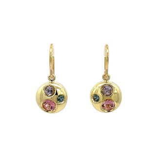 Pink Tourmaline, Lavender Spinel and Blue Sapphire Polly Earrings